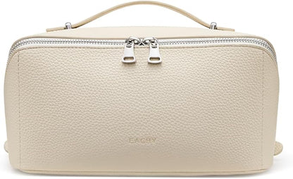 EACHY Makeup Bag,Large Capacity Travel Makeup Bag,Waterproof Portable Open Flat Toiletry Bag Cosmetic Bag with Divider and Handle