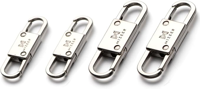 Mizeer 2 Size Clip Theft Deterrent - Anti Theft Zipper Clips Keep Zipper Closed - Silver for Backpacks, Purses (4pcs)