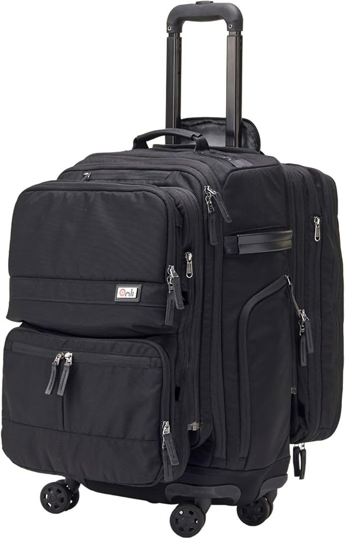 Trilogy Modular System I Modular 4-wheel spinner carry-on, with two zip-off bags! All 3 are Expandable! You get 3 bags in 1! Mix and match; take apart to fit crowded airplane spaces (Black)