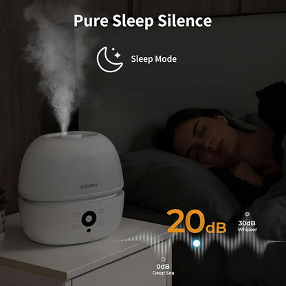 BOXING Top Fill Humidifiers for Bedroom Baby with Easy Remote, 20dB Quiet Cool Mist Air Humidifier for Large Room Home & Indoor Plants, 7 Color Night Light, Essential Oil Tray, Timer, Sleep Mode,3L