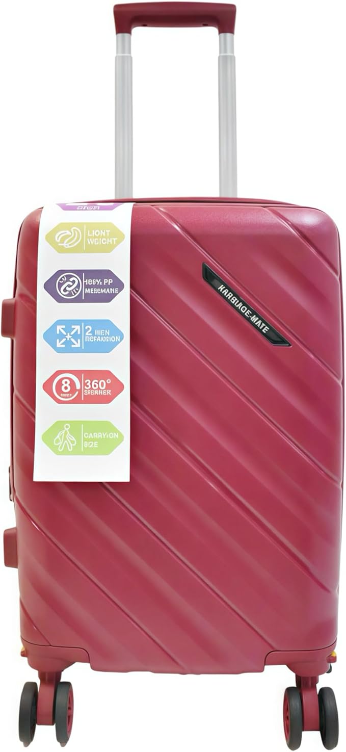 Karriage-Mate Expandable Hardside Carry-On Luggage Set, Suitcase with Eight Spinning Wheels, 20-Inch and Scratch-Resistant Surface (Red)