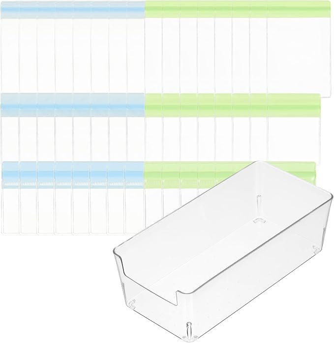 PATIKIL Clear Jewelry Box, Organizer Holder Box with 60 Pcs Portable Anti Tarnish Jewelry Bags, Travel Case for Women Earrings Rings Necklaces Bracelets, Green, Blue 3 Size
