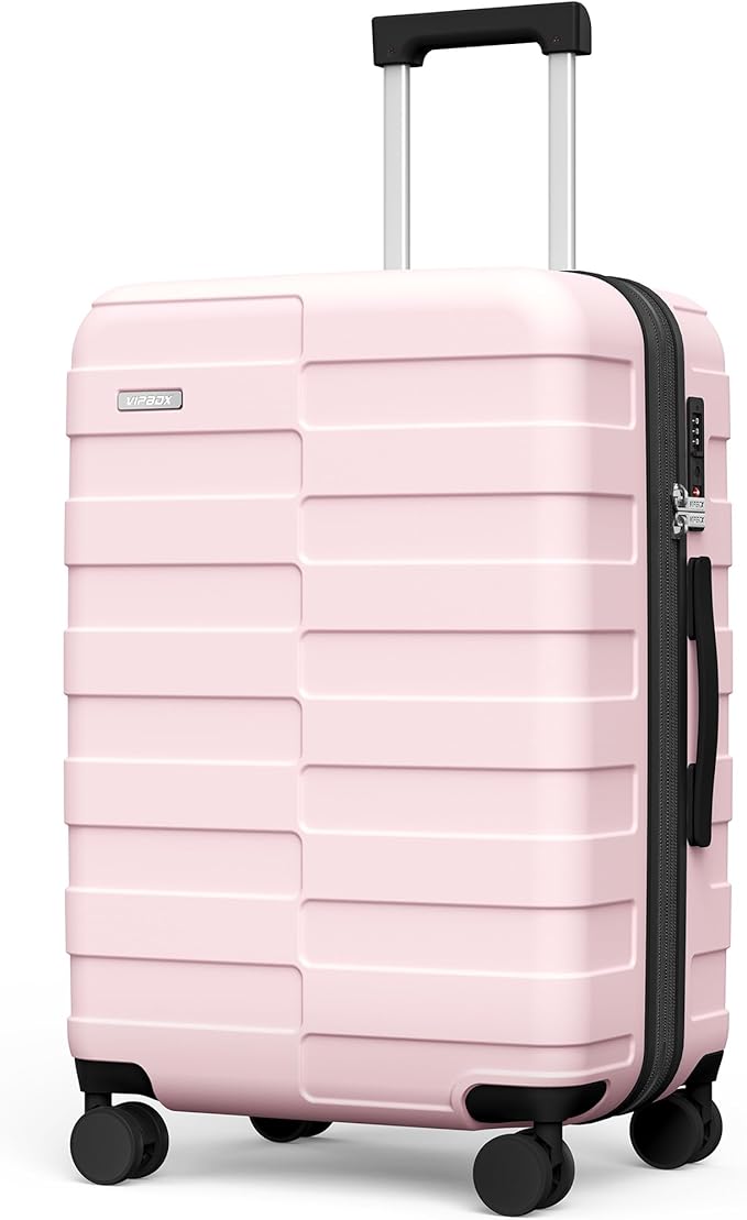 Luggage 24 Inch Medium Hardshell Expandable Lightweight Ultra Durable 100% PC Check-in Suitcase with TSA Lock Spinner Wheels, Pink