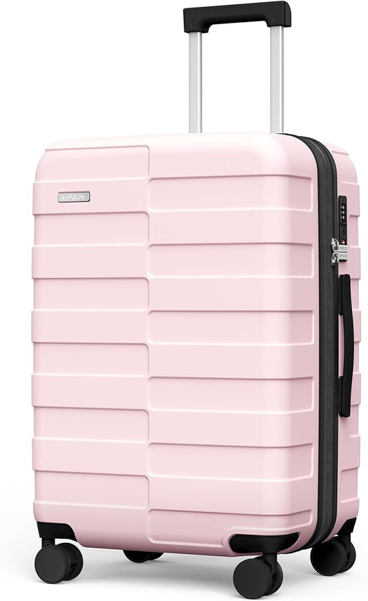 Luggage 24 Inch Medium Hardshell Expandable Lightweight Ultra Durable 100% PC Check-in Suitcase with TSA Lock Spinner Wheels, Pink