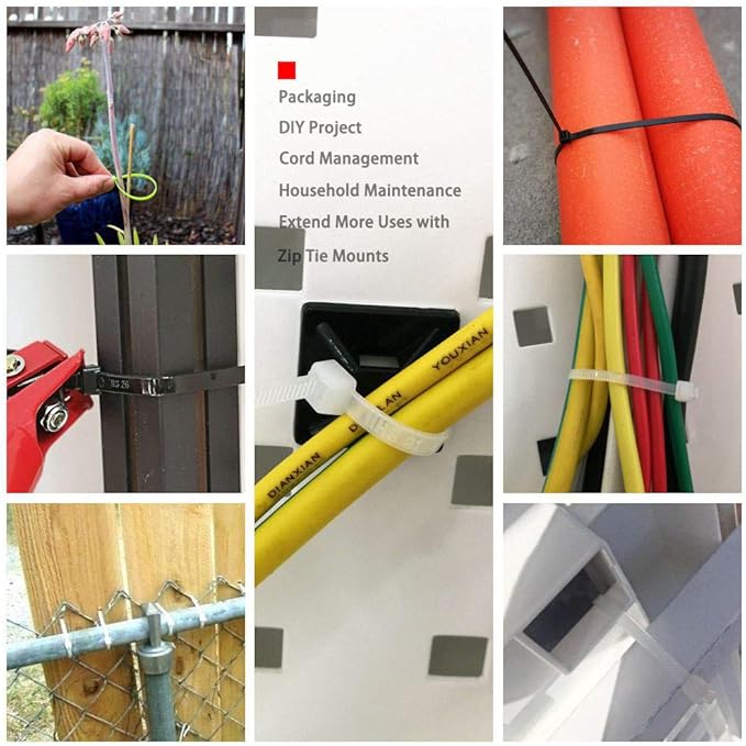 HS 24 Inch Zip Ties Black 200 Pounds Wide Straps (Case of 500 Pack) Nylon PA66 UV Resistant Extra Heavy Duty,Self-Locking Large Long Electrical Plastic Cable Wire Zipties for Outdoor Use,Multi Purpose