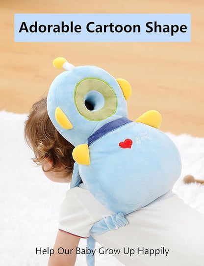 JunNeng Toddler Baby Head Protector Backpack for Toddler Walker with Knee Pads&Anti-Slip Socks, Robot Blue