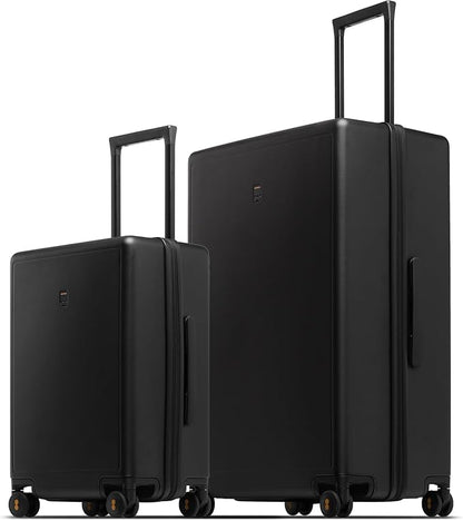 LEVEL8 Luggage Sets 2 Piece, 20/28 inch Hardshell Suitcases Sets, Lightweight Luminous Textured Hardside with Spinner Wheels, Tsa Lock, 2-Piece Set (20/28), Black
