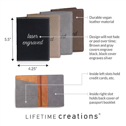Lifetime Creations Create Your Own Personalized Passport Cover - Light Brown, Custom Passport Holder Passport Case