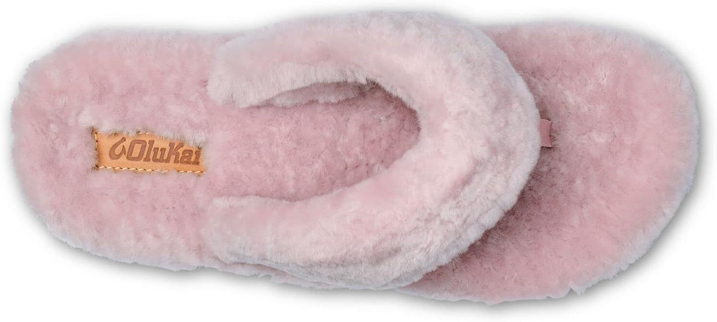 OLUKAI Kipe'a Heu Women's Sandal Slippers, Soft & Comfortable Shearling-Wrapped Straps, Durable Rubber Outsoles for All-Day Wear, Causal & Cute Everyday Style