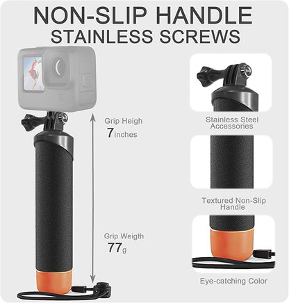 FitStill Floaty Soft Foam Case&Floating Hand Grip Stick Set for Go Pro Hero 13/12/11/10/9 Black,Snorkeling Surfing,Wakeboarding Protective Cage housing Shell Cover Action Camera Accessories Kit