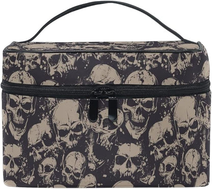 Makeup Bag, Grunge Skulls Travel Makeup Organizer Bag Cosmetic Cases Toiletry Bags for Girl Women Ladies