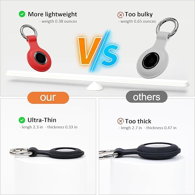 [4 Pack] Upgraded for AirTag Holder with Clear Cover Full Coverage Case Keychain for Air Tag, Silicone for AirTags 4 Pack for Apple Holder GPS Tracker Item Tag Finders, Black