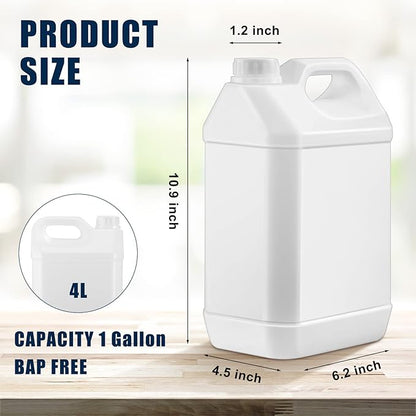 Hoolerry 8 Pack 1 Gallon Plastic Jug with Child Resistant Lid Jugs with Ergonomic Handle Reusable BPA Free Storage Containers, HDPE Construction for Residential or Commercial Use