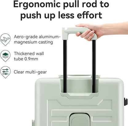 ROAMING 26 Inch Checked Luggage Expandable PC Hard Shell Suitcases for Front Opening with Cup Holder TSA Lock Travel Luggage with Spinner Wheels Suitcase,Specially Designed Ergonomic Pull Rod Handle