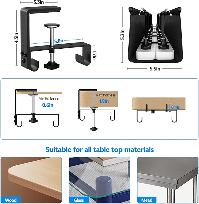 Under Desk Cable Management Tray No Drill, Premium Fabric Cord Organizer for Table - Desk Cable Organizer Cable Tray Hiders for Office&Home (27.5″L x 13.7" W)