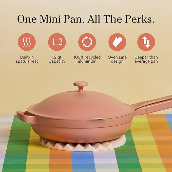 Our Place Mini Always Pan | 8.5" Ceramic Pan with Modular Lid & Beechwood Spatula | Patented 10-in-1 Nonstick, Non-Toxic Cookware Made Without PFAS | Induction & Oven-Safe up to 450°F | Spice