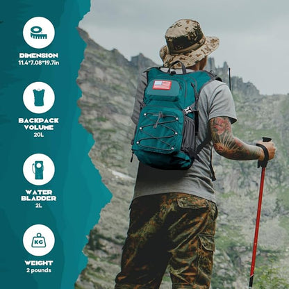 Maelstrom Hydration Hiking Backpack with 2L/3L Water Bladder, High Flow Bite Valve Water Backpack Men Women Lightweight Insulation for Hiking, Cycling, Running, Climbing, Camping