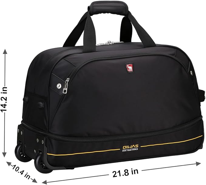 OIWAS Small Rolling Duffle Bag with Wheels Travel 22 inch Carry On Luggage Unisex-Adult Short Term Trips Expandable 50L to 60L