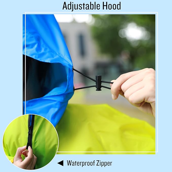 SaphiRose Unisex Rain Poncho Waterproof Raincoat Hooded for Adults Women with Pockets