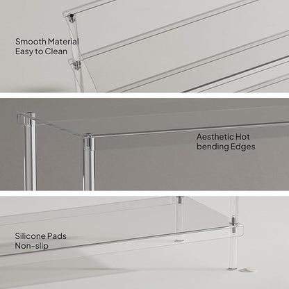 Aquiver 5 Tier Acrylic Shoe Rack - Closet Shoe Rack Shoe Organizer for Entryway, Stores 20 Pairs of Shoes, 32.3'' L x 11.8'' W x 36.4'' H