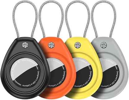 HATALKIN Compatible with AirTag Holder Air Tag Keychain Case with Screen Protector, IP68 Waterproof Air Tags Key Chain for Apple Tag GPS Tracker, Air Tags-4 Pack Holder for Luggage Key,Backpack