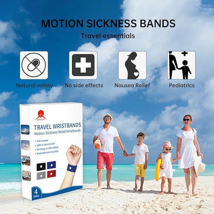 8 Pcs Travel Motion Sickness Relief Wrist Bands, Sea Motion Sickness Wristbands, Travel Essentials for Camping/Cruise Ship/Airplane