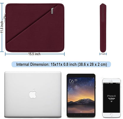 Laptop Sleeve 15.6 inch, Traveling Carrying Computer Bag with Zippered Pocket, Shockproof Protective Laptop Case Compatible for Apple Notebook, HP, Dell, Acer, Asus, Lenovo, Wine Red