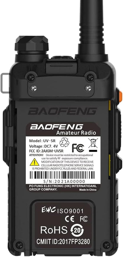 Baofeng UV-5R Dual Band Two Way Radio Handheld Ham Radio Long Range Walkie Talkies Pack of 6 for Hiking Camping Hunting Skiing Trip(Black) with 8W 3800mAh USB-C Charge Battery