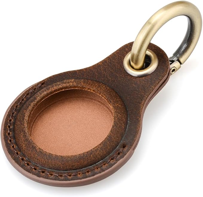 2 Pack Tusks Land Genuine Leather for AirTag Holder, Compatible with Apple AirTag, Anti-Loss Tracker Case for Dogs, Cats, Pets, Keys, Bags, Luggage, Durable & Stylish Accessory