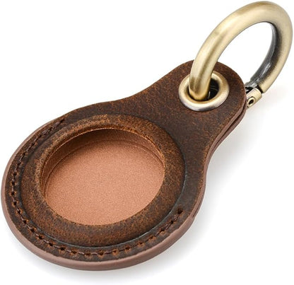 2 Pack Tusks Land Genuine Leather for AirTag Holder, Compatible with Apple AirTag, Anti-Loss Tracker Case for Dogs, Cats, Pets, Keys, Bags, Luggage, Durable & Stylish Accessory