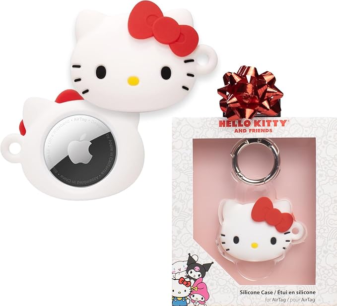 iFace Sanrio Friends Special Edition Silicone Protective Cover [ Compatible with Apple AirTag ][Cute Character Case] [Carabiner Keychain Clip Included] - Hello Kitty