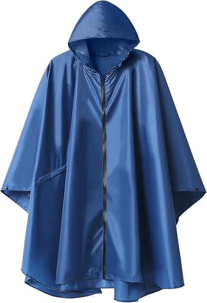 SaphiRose Rain Poncho Jacket Coat Hooded for Adults with Pockets