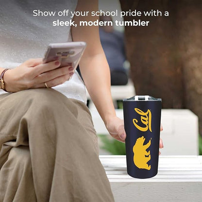 Campus Colors NCAA Stainless Steel Tumbler perfect for Gameday - 18 oz - Double Walled - Keeps Drinks Perfectly Insulated (Cal Golden Bears - Navy)