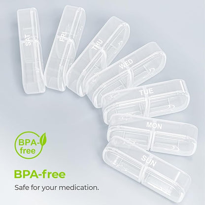 AUVON XL Weekly Pill Organizer 2 Times a Day, Pill Box 7 Day with One-Side Large Openings for Easy to Use, White AM PM Pill Case for Medication, Vitamins, Fish Oils, Supplements