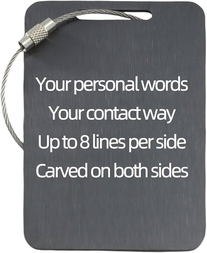 Sturdy Personalized Luggage Tags for Suitcases,Cruise Essentials Travel Tags for Luggage,Travel Bag Labels,Heavy-Duty Stainless Steel Black Rectangular Vertical Suitcases Tags no icon