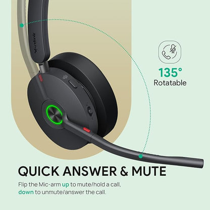 Yealink BH74 Active Noise Canceling Wireless Headset with Mic for Work, 6-mics Hybrid ANC Tech, Microsoft Teams Premium Open Ofﬁce Certified Headsets Bluetooth 5.3, up to 32h Talking, UC Compatible
