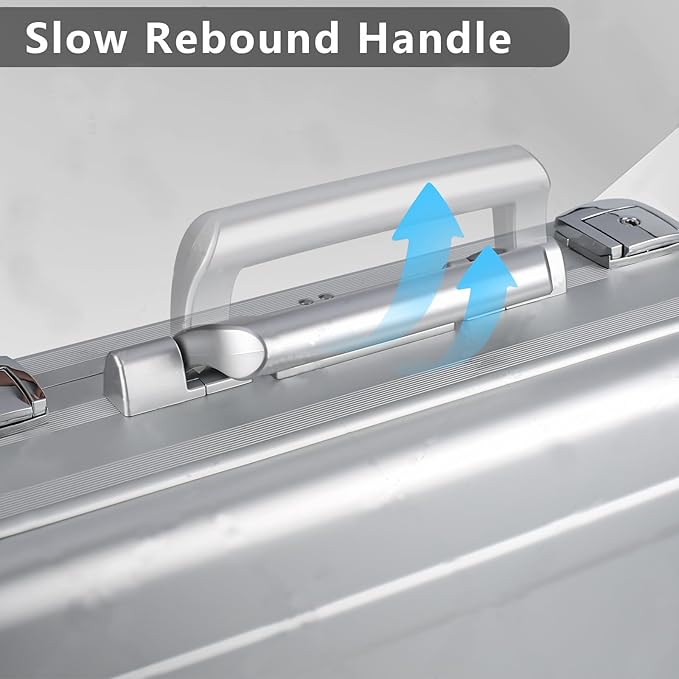 Metal Combination TSA Lock Briefcase Aluminum Brief Case Metal Toolbox Cash Case 15.6 Inch Notebook Briefcase with Removable Foam (Silver 18.1X13.8X4.5 Inch)