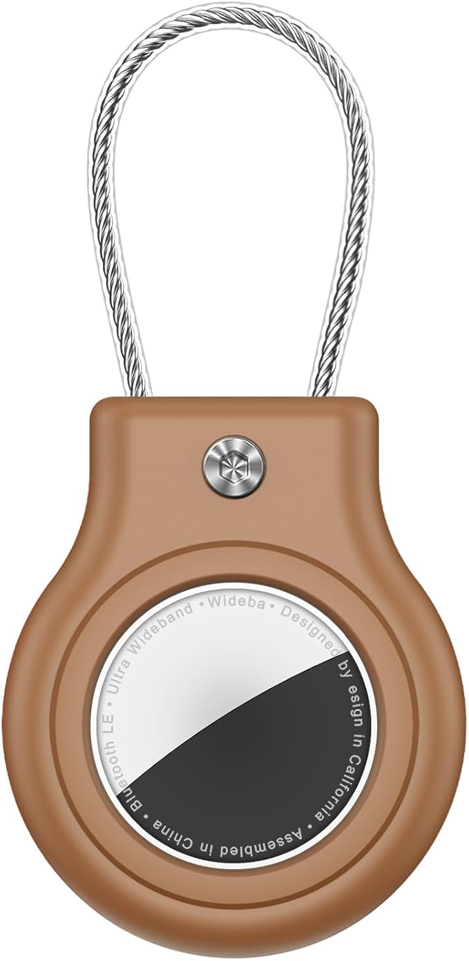 Waterproof Airtag Holder,Airtag Case with Secure Lock,Airtags Keychain for Apple Airtag,Anti-Lost Protective Cover Air tag Accessories for GPS Item Finder Tracker Luggage,Bag,Key,Pet,Cat Dog-Brown