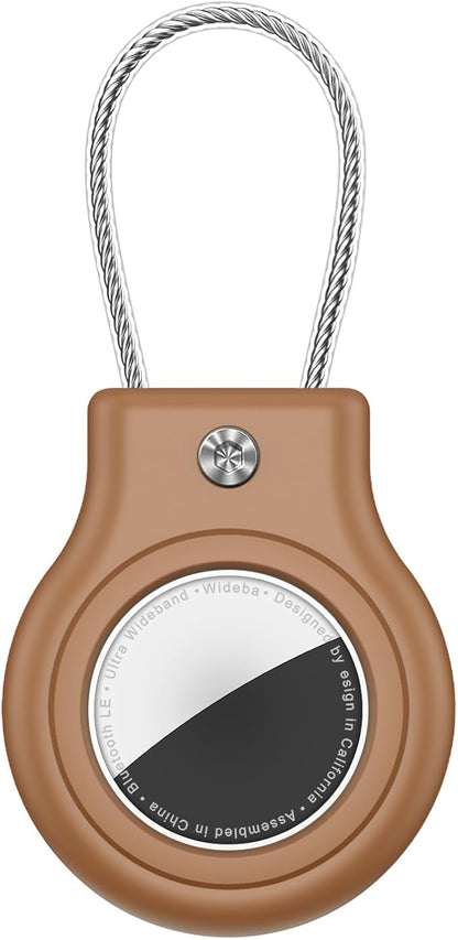 Waterproof Airtag Holder,Airtag Case with Secure Lock,Airtags Keychain for Apple Airtag,Anti-Lost Protective Cover Air tag Accessories for GPS Item Finder Tracker Luggage,Bag,Key,Pet,Cat Dog-Brown