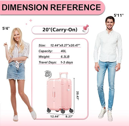 Krute Carry on Luggage 20 Inch Suitcases with Spinner Wheels Hardside Luggages Cup Holder Carry Suitcase USB Charger Port PC+ABS with TSA Lock