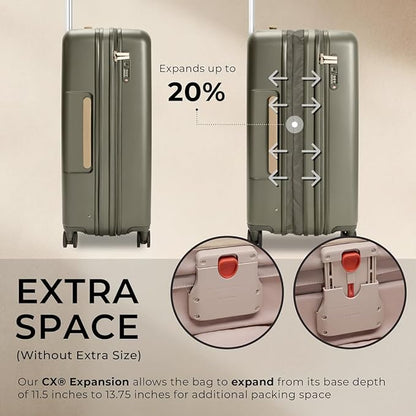 Briggs & Riley 27" Medium Expandable Spinner - Checked Luggage for Travel, Suitcases with Wheels, Hardside Rolling Bag for Men & Women, Self-Repairing Zipper - Sympatico Collection, Olive