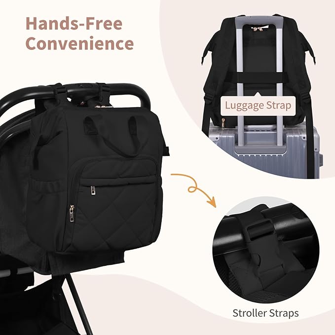 CEI-CEI Diaper Bag Backpack for Mom and Dad, Puffer Baby Bag Backpack with Insulated Pocket, Water-Resistant, Unisex Travel Backpack with Changing Pad & Stroller Straps