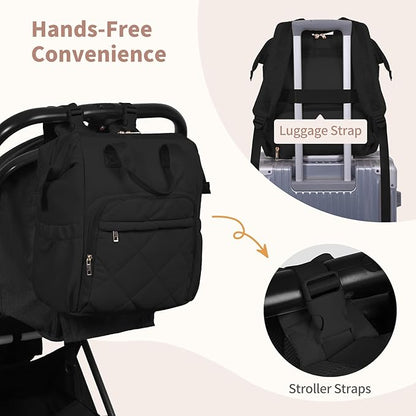CEI-CEI Diaper Bag Backpack for Mom and Dad, Puffer Baby Bag Backpack with Insulated Pocket, Water-Resistant, Unisex Travel Backpack with Changing Pad & Stroller Straps