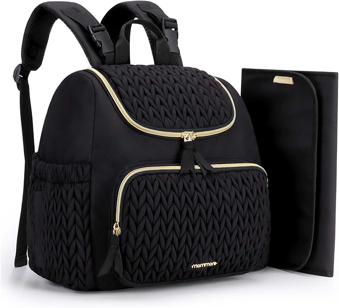 mommore Small Diaper Bag Diaper Backpack Stylish Toddler Baby Mini Maternity Bags Travel Backpacks with Insulated Pockets, Changing Pad, Stroller Straps