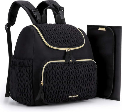 mommore Small Diaper Bag Diaper Backpack Stylish Toddler Baby Mini Maternity Bags Travel Backpacks with Insulated Pockets, Changing Pad, Stroller Straps