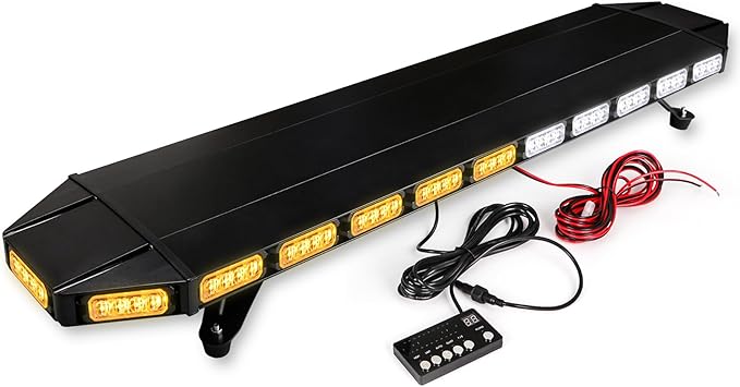 Upgraded 48" 104LED Extreme High Intensity Construction Emergency Warning Strobe Light Bar Rooftop Low Profile Law Enforcement Hazard Flashing For Tow Truck Vehicle (Amber/White)