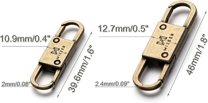 Mizeer 2 Size Theft Deterrent - Anti Theft Clips Keep Zipper Closed - Zipper Locks for Backpacks, Purses 4pcs Bronze