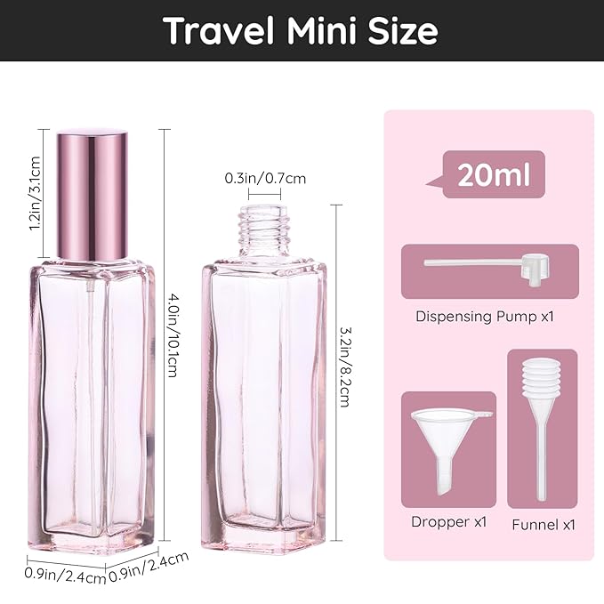 Segbeauty 2pcs Perfume Atomizer, 20ml Cologne Travel Bottle Refillable, Empty Small Perfume Spray Bottle Portable Fine Mist Perfume Making Kit Dispenser Refill Travel Bottles Container Sprayer
