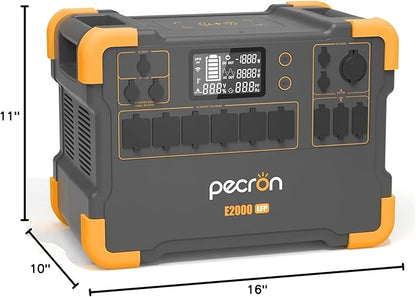pecron Portable Power Station E2000LFP, 1920Wh LiFePO4 Battery Backup, 5X2000W AC Outlets, Expandable to 8064Wh, 1200W Max Solar Input, Backup Power for Outdoors Camping Fishing Emergency