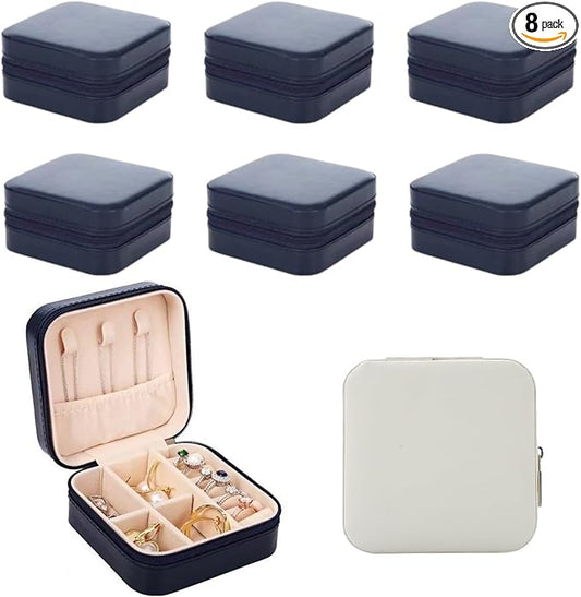 Bridesmaid Proposal Gifts Travel Jewelry Case Jewelry Travel Organizer Small Bachelorette party Jewelry Box Bridesmaid Gift Boxes Mini Storage Organizer Storage Box (8, White&dark blue)